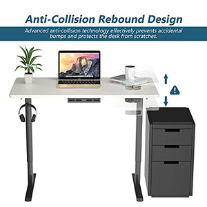 Tangkula Dual Motor Electric Standing Desk, Height Adjustable Stand Up Desk with Memory Controller & 2 Cable Holes, Motorized Sit Stand Desk Workstation w/Anti-Collision Design, Home Office Desk