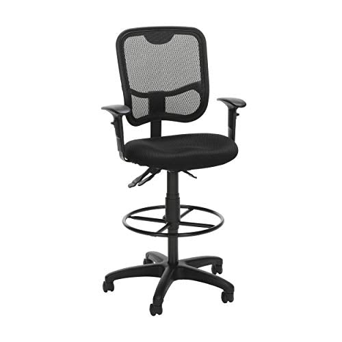 OFM Comfort Series Ergonomic Mesh Swivel Task Chair with Arms and Drafting Kit, Mid Back, in Black (130-AA3-DK-A05)