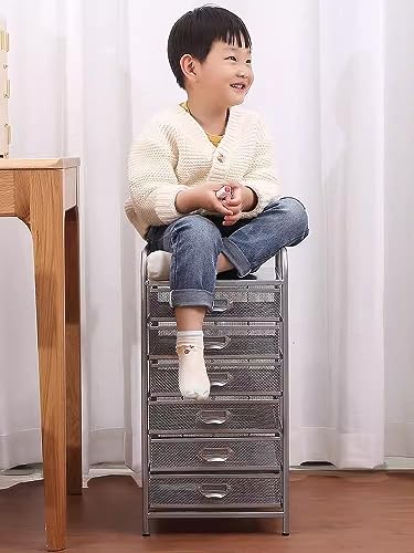 WAHHWF Metal Drawers Rolling Storage Cart with Label Frame - Black, 35x47.9x61cm