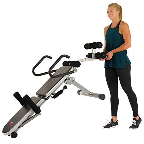 Sunny Health & Fitness Invert Extend N Go Back Stretcher Bench with 350lb High Weight Capacity and Adjustable Stretch and Height Settings , Black