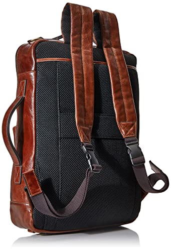 Fossil Men's Buckner Leather Small Convertible Travel Backpack and Briefcase Messenger Bag, Cognac
