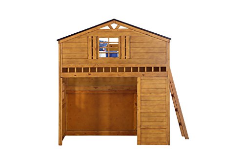 ACME Tree House Loft Bed, Rustic Oak Finish