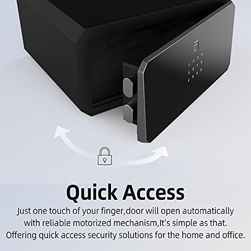 BOFON 1.45 Cubic Fingerprint Password Safe Box,Pistol Safe,Security Box with Key, ,Safety Boxes for Home,Cabinets for Office,Lock Box