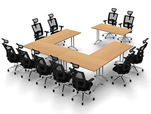 TeamWORK Tables 11 Person Conference Set Model 5440 - 16 Piece with Chairs & Tables - Commercial Adjustable Manager Chairs - Black Chairs/Beech Tables