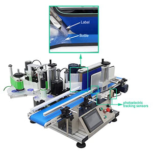 TECHTONGDA Automatic Round Bottle Labeling Machine with Printer Conveyor - Bottle Diameter 1.5-3.9inch