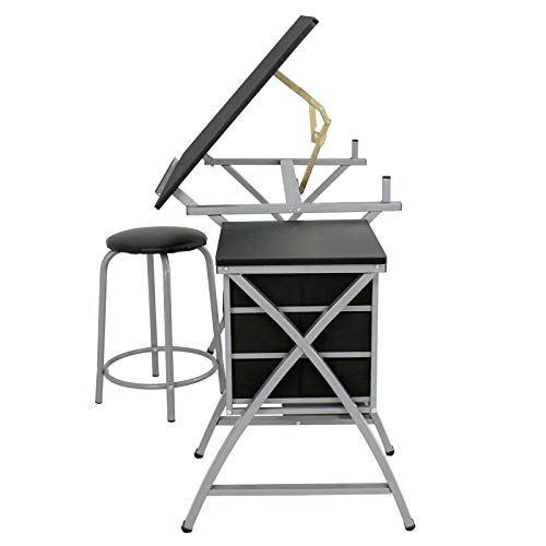 Drawing Desk Art Hobby Drafting Table Art Craft Folding Adjustable With Stool YJYDD