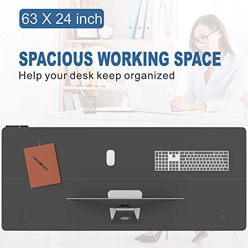 Shintenchi Electric Standing Desk, 63 x 24 Inch Height Adjustable Sit Stand Desk Morder Home Office Stand Up Desk Computer Work Station with Splice Board,Black