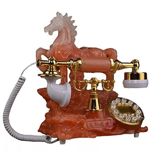 None Retro Fixed Telephone European Home Antique Horse Style Creative Office Wired Blue Backlight+Handsfree+Caller ID Landline Phone (Color : Style 2) (Blue)