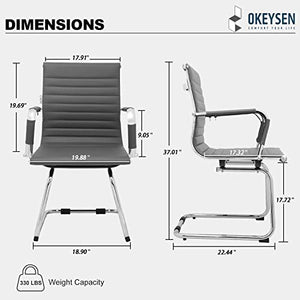 Okeysen Modern Office Guest Chairs Set of 6 - Mid Back Leather Reception Chairs