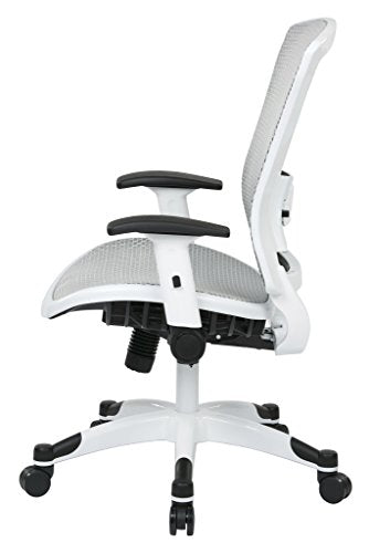 SPACE Seating Breathable Mesh Seat and Back, 2-to-1 Synchro Tilt Control, 2-Way Adjustable Flip Arms, and White Coated Nylon Base Managers Chair, White