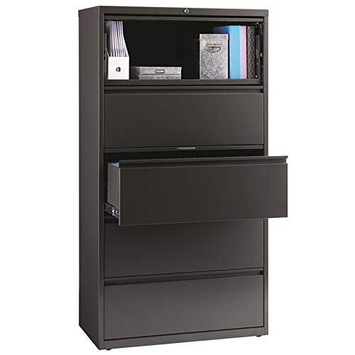Hirsh HL8000 Series 36" 5 Drawer Lateral File Cabinet in Charcoal