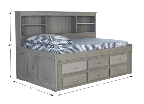 Birsppy Twin Bookcase Daybed with 6 Drawers - Charcoal