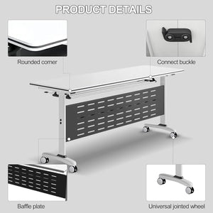 Ysjndasm Modern White Folding Conference Table - 4 Pack, Locking Wheels, 70.8 x 19.68 x 29.5 inch