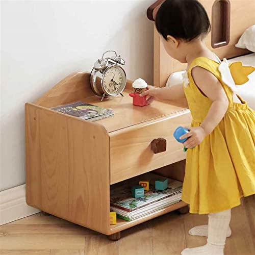 BinOxy Wooden Bedside Table Small Bedroom Storage Cabinet