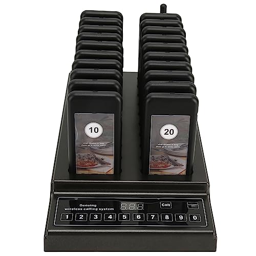 Luqeeg Restaurant Pager System with 20 Pagers - Wireless Guest Service Calling, Social Distancing Solution