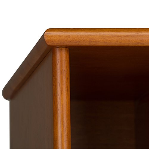 Simpli Home 3AXCDRP-12-TK Draper Solid Hardwood 64 inch x 22 inch Mid Century Modern Bookcase and Storage Unit in Teak Brown