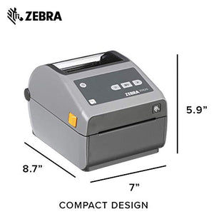 Zebra - ZD620d Direct Thermal Desktop Printer for Labels and Barcodes - Print Width 4 in - 203 dpi - Interface: Ethernet, Serial, USB - ZD62042-D01F00EZ (Renewed)