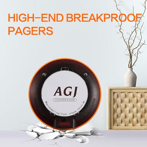 AGJ Restaurant Pager System Breakproof 20 Coaster Pagers Brown Wireless Beeper Buzzer