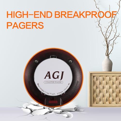 AGJ Restaurant Pager System Breakproof 20 Coaster Pagers Brown Wireless Beeper Buzzer