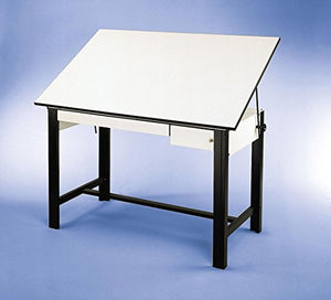 Alvin DM60CT-BK DesignMaster Table, Black Base White Top 2 Drawers 37.5 inches x 60 inches
