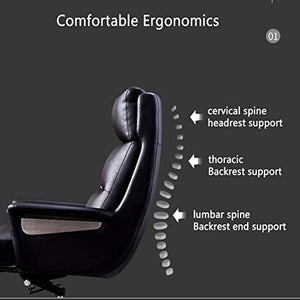 AAGAZA Boss Chair Ergonomic Office Chairs, Managerial Executive Chairs, Adjustable Reclining Swivel Computer Seat - Gray, Cowhide - Home Office /1413