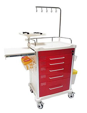 MS3C Lightweight Crash Cart with Accessory Package, Red
