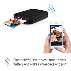 HP Sprocket Portable 2x3" Instant Photo Printer (Noir) Print Pictures on Zink Sticky-Backed Paper from your iOS & Android Device.