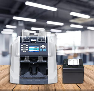 RIBAO BC-55 Mixed Denomination Bill Value Counting Money Counter with RB-80-RP 80mm Thermal Printer