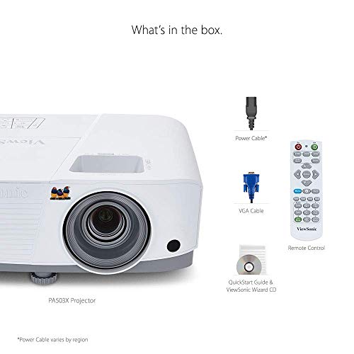 ViewSonic 3600 Lumens XGA High Brightness Projector Projector for Home and Office with HDMI Vertical Keystone and 1080p Support (PA503X) (Renewed)
