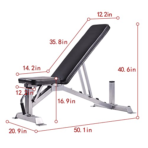 AKDSteel Weight Bench,Adjustable Weight Bench for Full Body Workout,Exercise Bench for Weight lifting and Strength Training Adjustable Sit Up Bench Gym Equipment