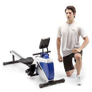Marcy Foldable Magnetic Rowing Machine with Adjustable Resistance & Transport Wheels ME-1018RE, One Size,Blue
