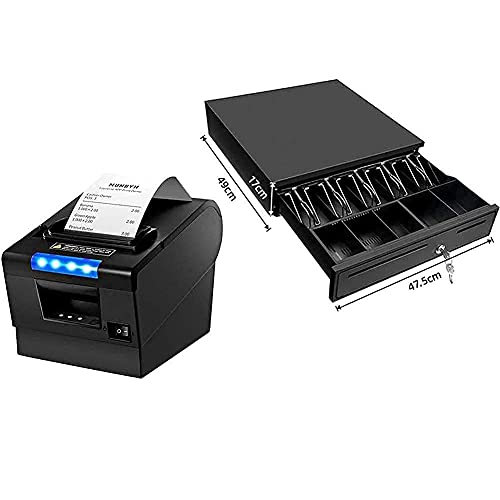 MUNBYN Thermal Receipt Printer and Cash Drawer, 80mm POS Printer with 16" Cash Drawer, Black