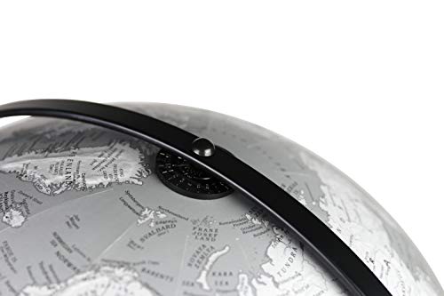 Replogle Willston - Gray Globe with Black Metal Tripod Stand, Adjustable Height, Floor Globe, Detailed, Up-to-Date Cartography(16"/40cm Diameter)