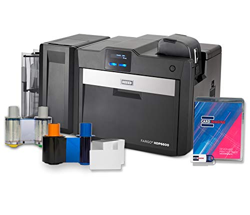 Fargo HDP6600 Dual Sided 600 DPI ID Card Printer & Supplies Bundle with Card Imaging Software 94640