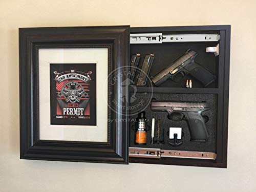 CRYSTAL L&D Hidden Storage Photo Frame for Gun and Valuables 20 in. x 17 in. w/Magnetic Lock (Brown)