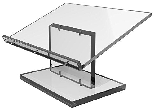 Displays2go Tabletop Lectern Podium, Portable and Mobile, 22" Wide, Slanted Surface with Lip