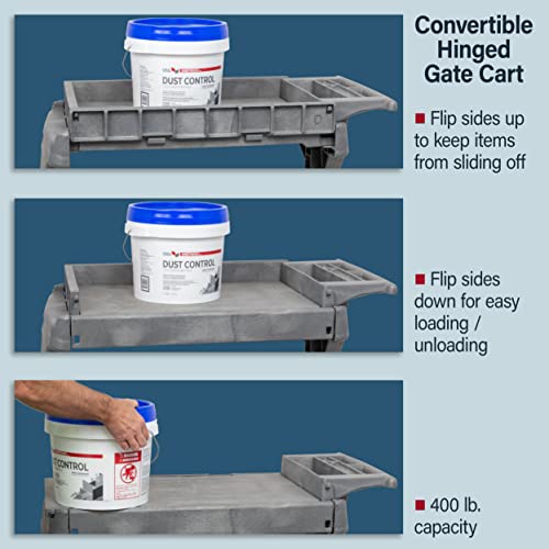 Akro-Mils ProCart Heavy Duty 2 Tier Rolling Utility Cart, 400 lb Capacity, Gray