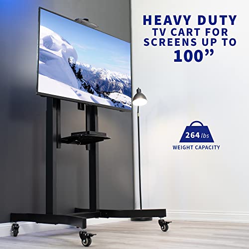 VIVO Motorized Height Adjustable TV Cart for 55-100" Screens up to 264 lbs - Black, STAND-E-TV100