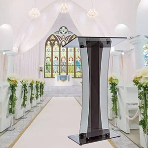 None Lectern Podium Stand, Vertical Black Church Transparent Reading Table