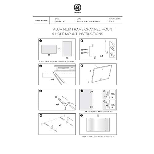 U Brands 033U00-01 Basics Dry Erase Board, 70 x 47 Inches, Melamine Surface, Silver Aluminum Frame, White