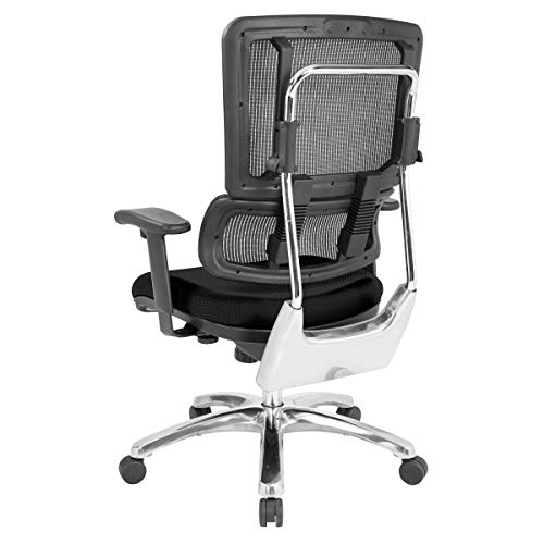 Office Star Pro X996 Manager's Office Chair with Lumbar Support, Black Mesh Back, Aluminum Base