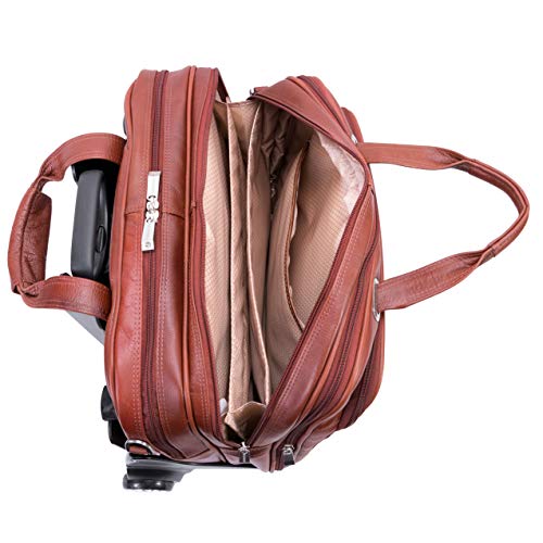 Siamod, VERNAZZA, CERESOLA, Napa Cashmere Leather, 15" Leather Checkpoint-Friendly Patented Detachable -Wheeled Laptop Briefcase, Cognac (46004), 19 5 L x 10 W x 14 25 H