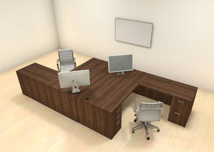 UTM Modern Executive Office Workstation Desk Set for Two Persons, CH-AMB-F4