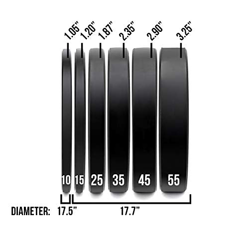 OneFitWonder Fringe Sport 45lb Black Bumper Plate Pairs for Weightlifting & Strength Training Equipment with a Dead Bounce, 45 Pound Weight Plates Pair - Low Odor, Ideal for Power Lifting
