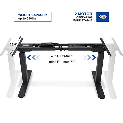 FuwFuz Electric Standing Desk Frame Dual Motor Height Adjustable Desk DIY Workstation with Touch Memory Controller Motorized Stand Up Desk-Smoky Grey