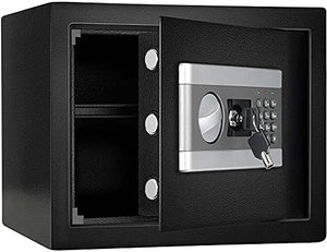 US STOCK 1.0 Cub Safe Cabinet Security Box, Digital Combination Lock Safe with Keypad LED Indicator, for Cash Money Jewelry Guns Cabinet (Black)