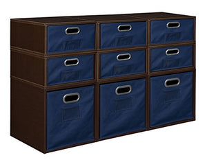 Niche PC3F6HPKTFBE Cubo Deluxe Storage Set with Full and Half Size Cubes and Folding Bins, Truffle/Blue