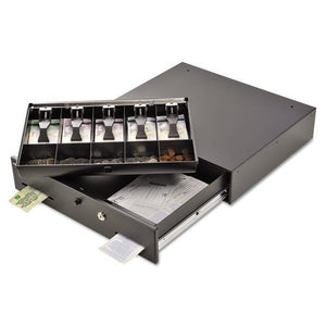 MMF 225-1060-01 Manual Button Cash Drawer with Bell, Locking Tray Cover, Gray