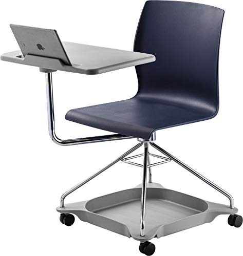 National Public Seating Mobile Chair with Tablet Arm and Storage, Blue