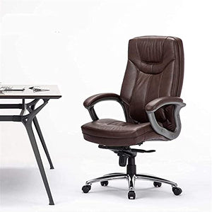 SyLaBy Executive Office Boss Chair with Footrest - Brown Leather Reclining